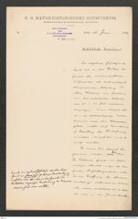 k.k. naturhistorisches Hofmuseum, Intendanzakten 1885-1896 (Hauer), Aktenzahl Z.413/1889, Seite 1